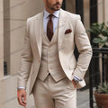 Orange men's formal suit by Showlu Fashion, 3-piece tuxedo set with blazer, vest, and pants for wedding or special occasions.