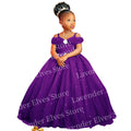 Princess Royal Blue flower girl dress with tulle skirt and floral accents, designed for pageants and special occasions by 1170uf-he.