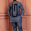 New In African Summer Business Men's Short Sleeve Suit Embroidery Dashiki Shirt Pants Sets 2 Pieces Outfits Wedding Party 2025