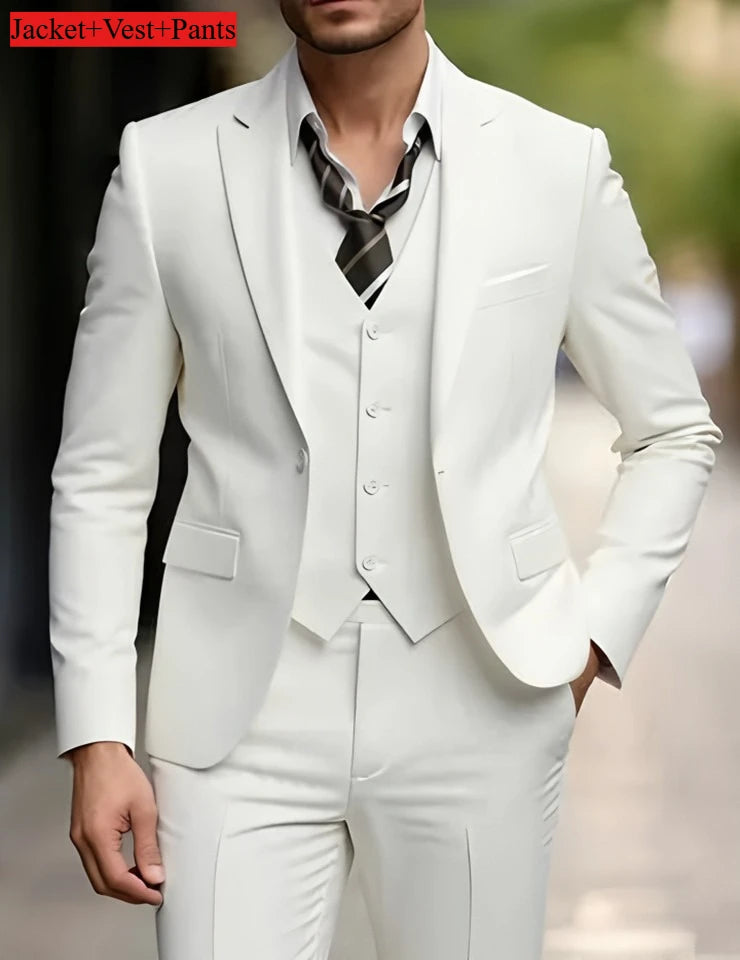 Black men's slim fit tuxedo suit set for formal occasions and weddings, featuring a tailored fit and classic design by Showlu Fashion.