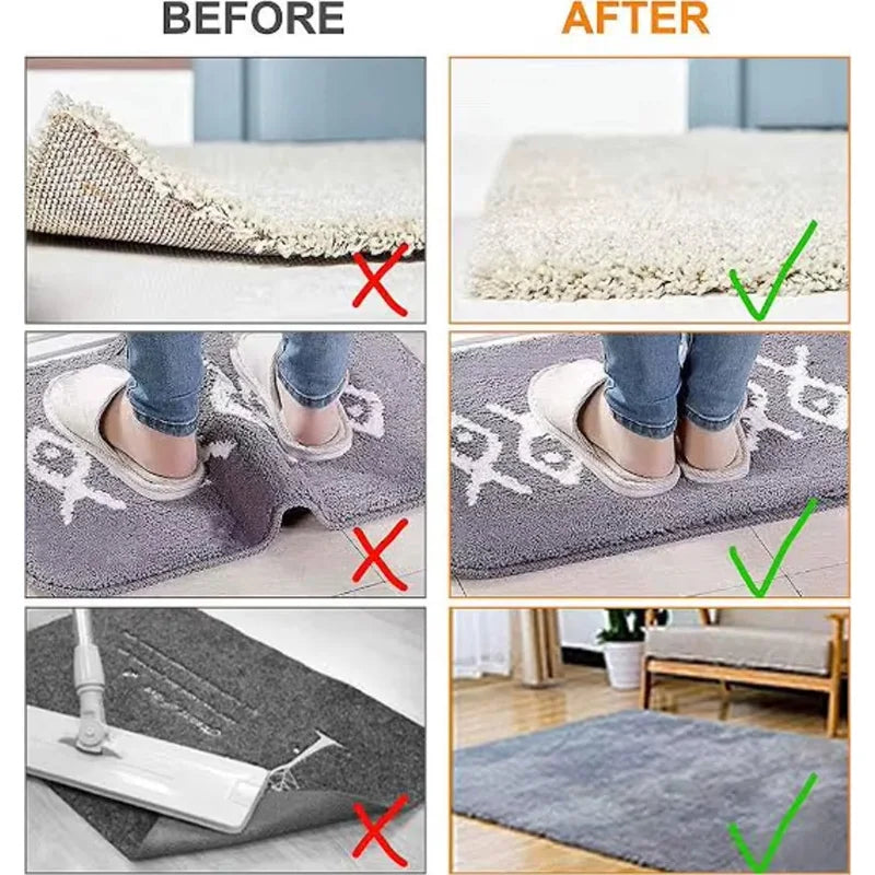 Showlu Smart General anti-slip rug grippers securing a rug to the floor, preventing slips and movement for safety and stability.