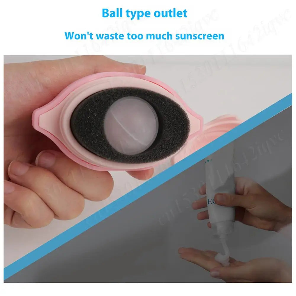 Portable 55ML sunscreen applicator with silicone roll-on sponge for easy, family-friendly sun lotion application during travel.