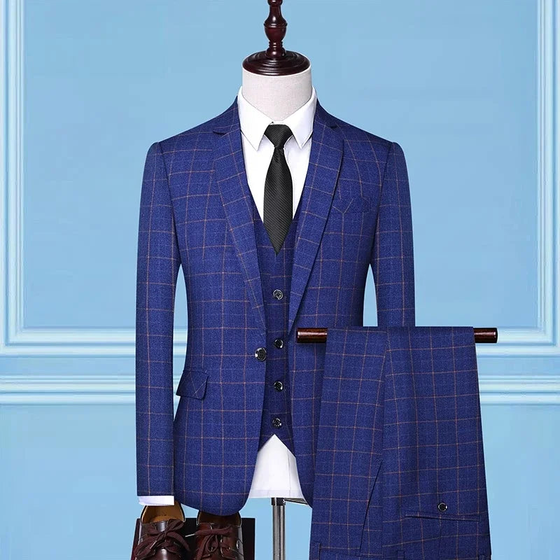 Boutique (Blazer + Vest + Trousers) Men's Fashion Business Slim A Variety of Elegant Gentlemen's Casual Dresses Formal 3-Piece