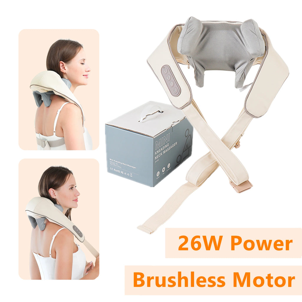 Showlu Smart General electric neck and shoulder massage shawl with deep tissue massage functionality, shown on a person.
