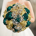 Navy silk rose wedding bouquet by IVINLACN, featuring artificial silk roses arranged in a 20cm bouquet with elegant navy blooms.