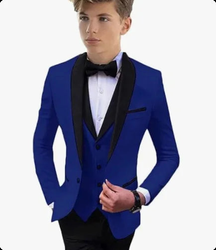 Stylish Slim Fit Boy's Suit Set 3 Pieces Tuxedo For Formal Occasion Blazer Vest And Pants Kids Outfit For Wedding Prom