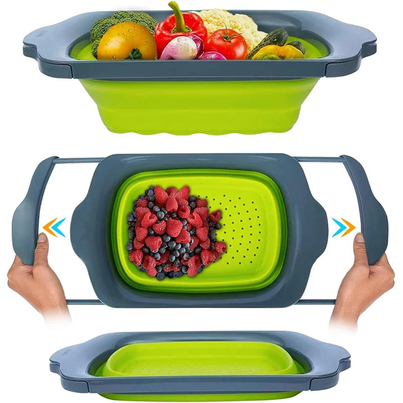 Showlu Smart General expandable kitchen sink strainer basket with mesh filter for trapping food debris and preventing clogs.