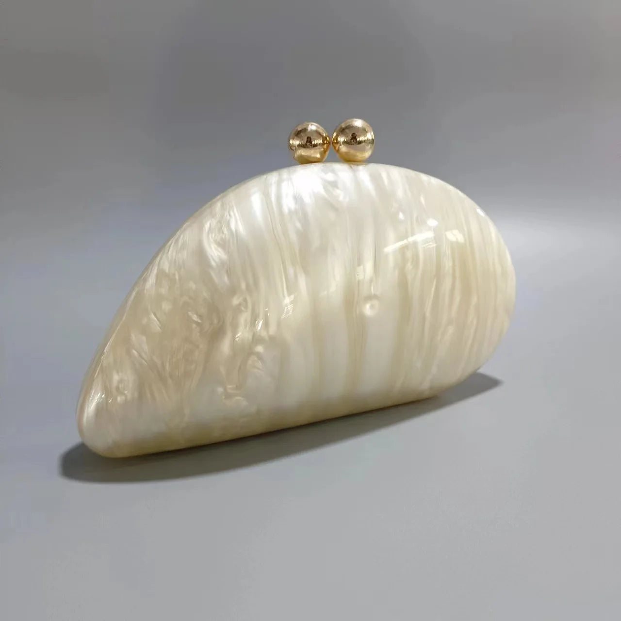 Blue acrylic shell-shaped clutch bag for women with pearl accents, stylish evening party purse by Showlu Fashion Store