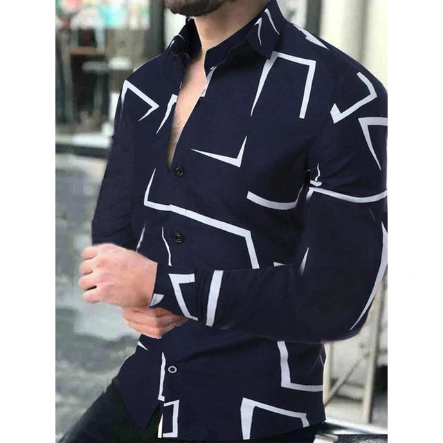 Men's Hawaiian piano luxury designer shirt by Showlu Fashion with floral 3D print, long sleeve, single-breasted casual top.