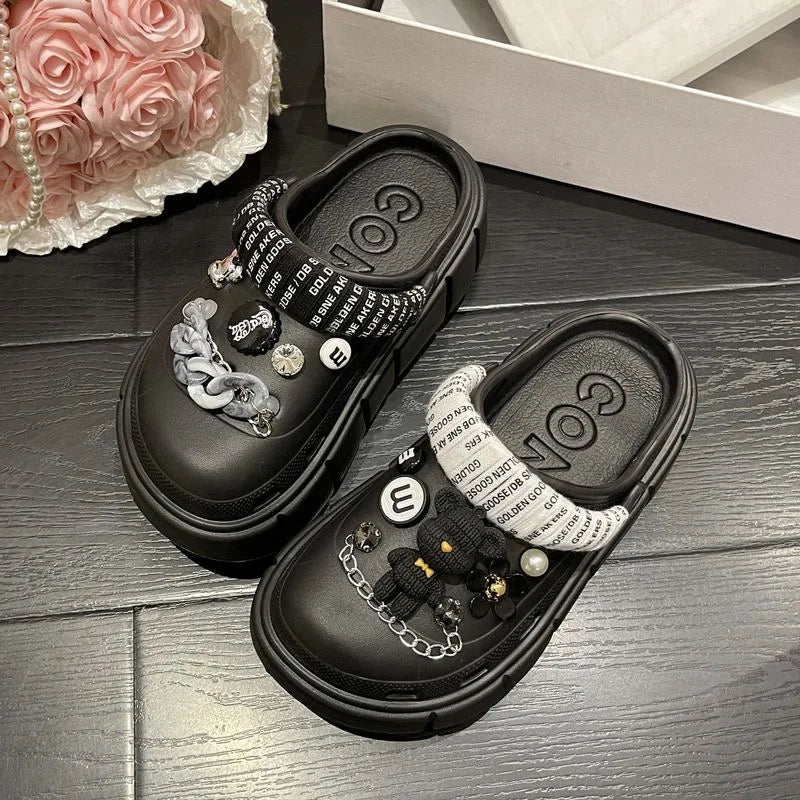 SHOWLU Women's Platform Garden Clogs in lightweight EVA, summer beach slides with open toe design and casual slip-on style.