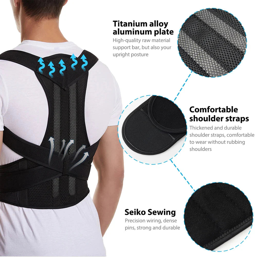 Showlu Fashion back brace posture corrector with adjustable lumbar support for improved posture and back comfort.