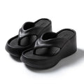 SHOWLU Women's platform wedge flip flops with thick EVA soles, summer sandals featuring a casual slip-on style and open toe design.