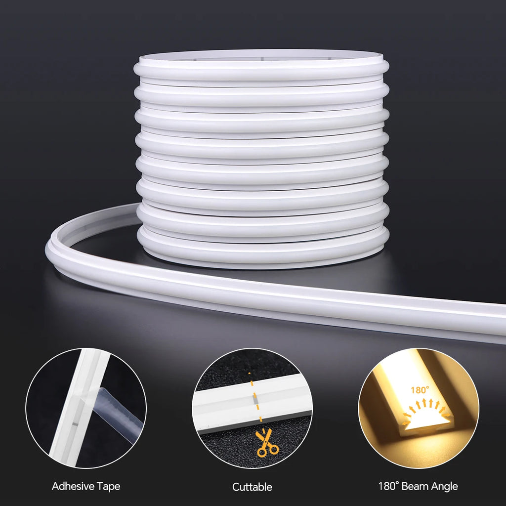 Showlu Smart COB Motion Sensor LED Strip Light Kit showing flexible LED strips with motion sensor and control accessories.