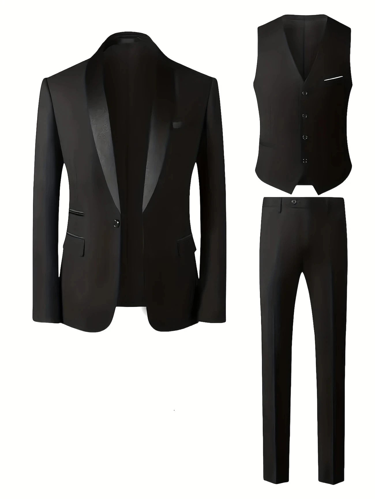 Men's 3-piece suit, green fruit collar, large suit, suit pants, formal tie, wedding dress, vest, work uniform, holiday gift.