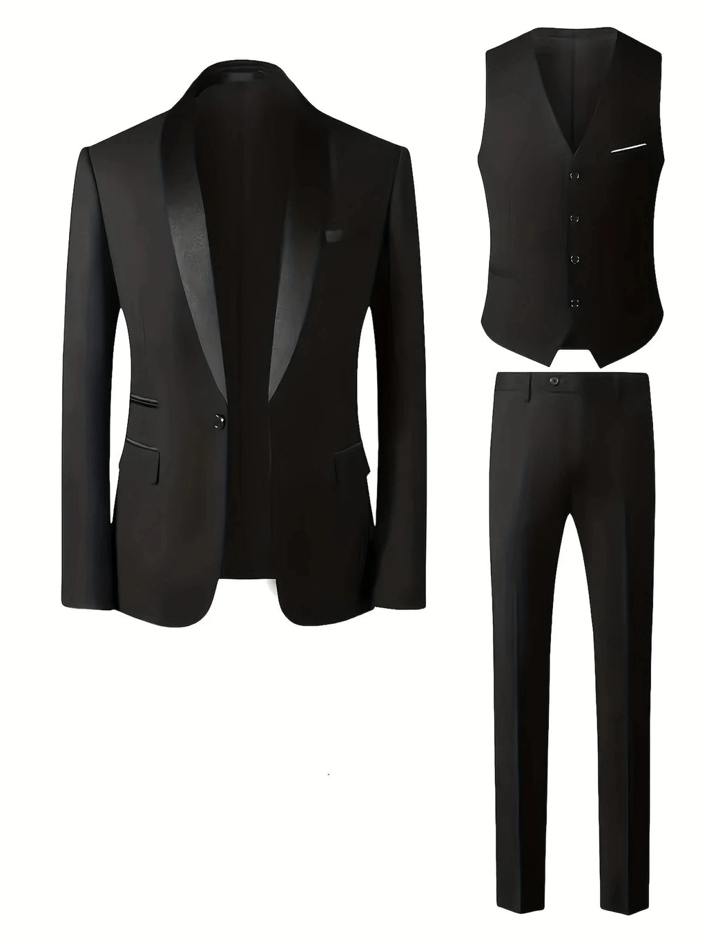 Men's 3-piece suit, green fruit collar, large suit, suit pants, formal tie, wedding dress, vest, work uniform, holiday gift.
