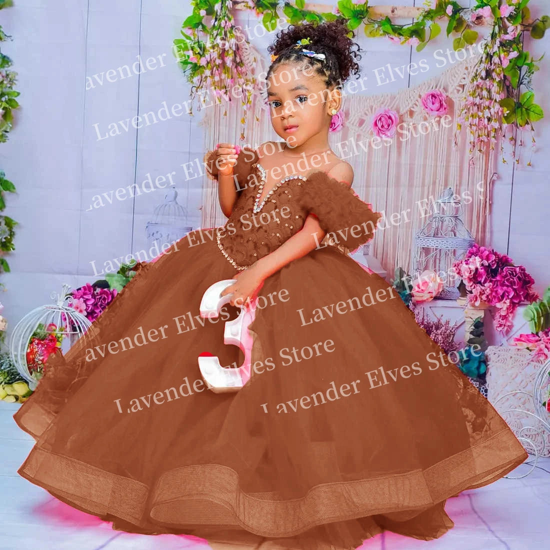 Red Kids Birthday Dresses For Girls Flower Girl Dresses Customized Pleated Ruffles Tiered Tulle Ball Gowns for Wedding
