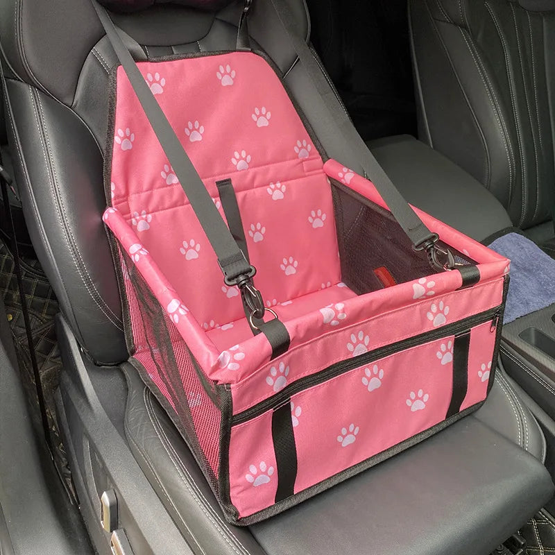 Showlu Fashion breathable nylon dog car seat cover with folding pet hammock, protects car seats and keeps pets secure during travel.