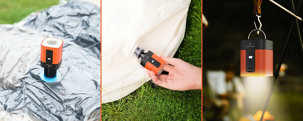 ETENWOLF Air 3 Ultra Portable Air Pump by Showlu Smart for camping; inflates and deflates mattresses with LED display and fast charging.