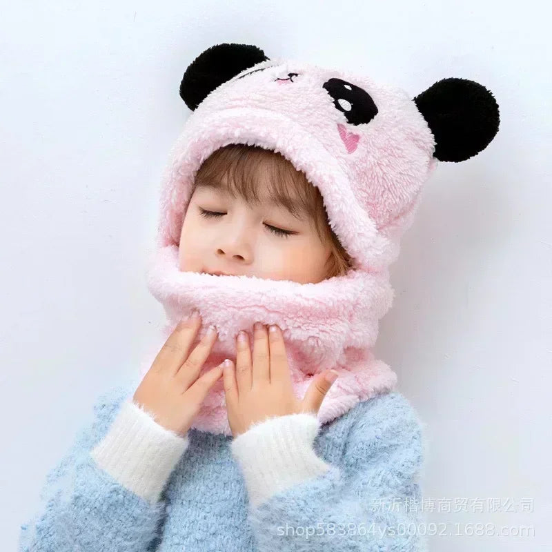 Cartoon-themed winter hat with fleece lining for kids, suitable for babies and children ages 1-18, thick warm cap for cold weather