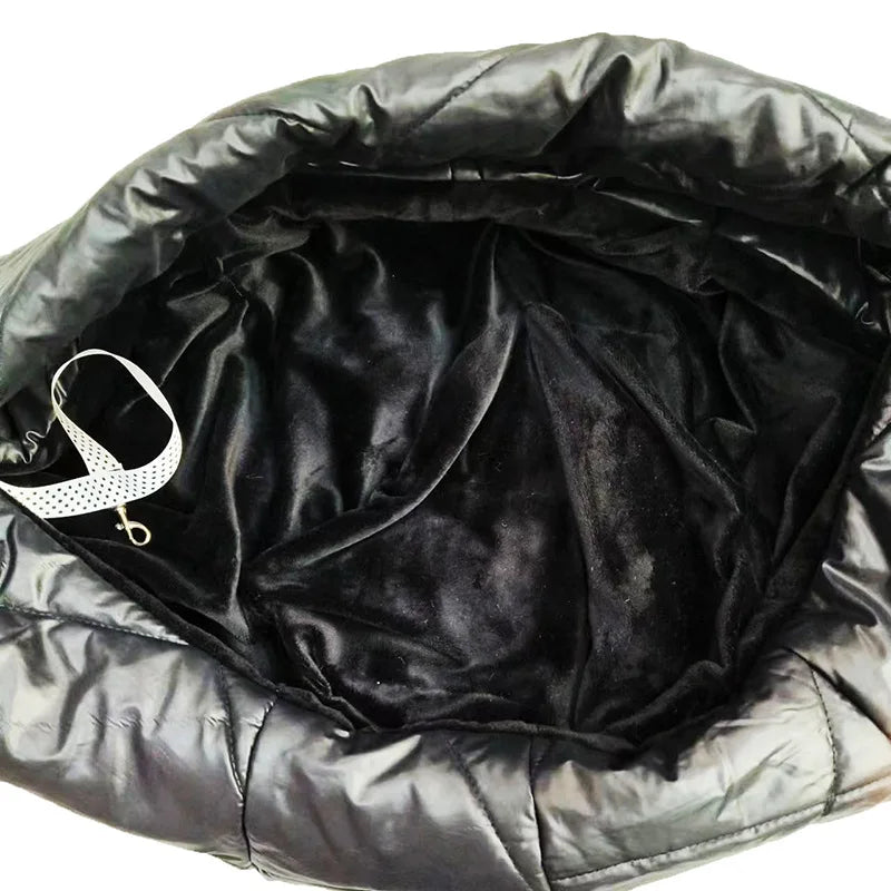 Showlu Fashion ZHUOJI leather pet sling carrier with adjustable strap, designed for hands-free dog and cat travel.