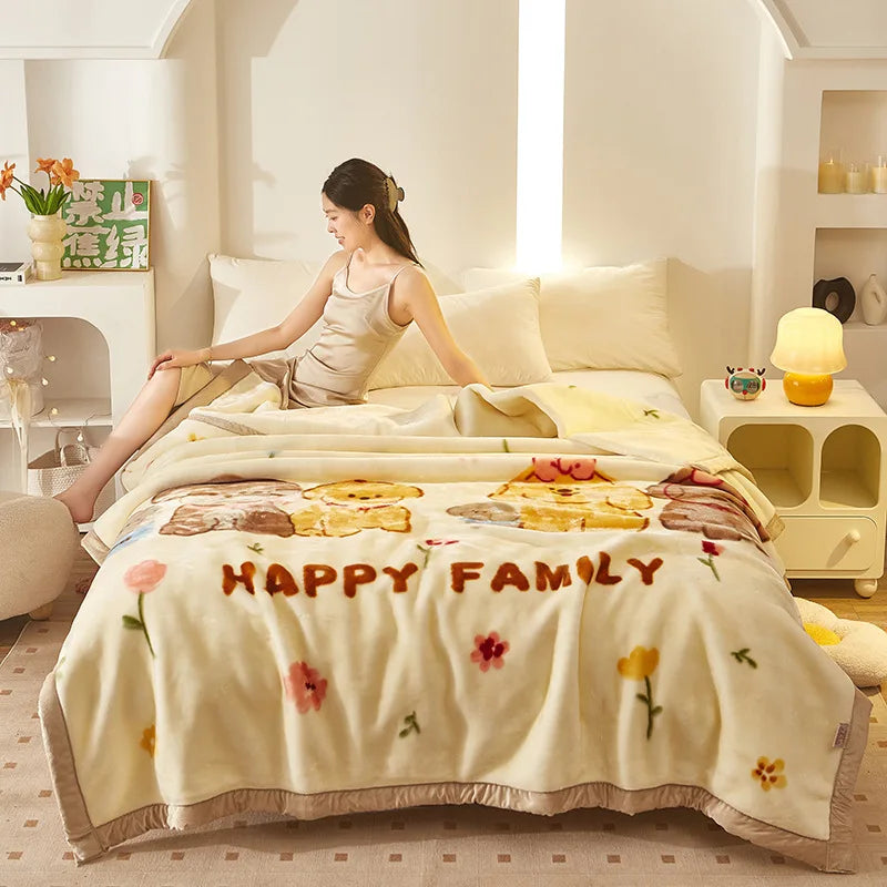 Raschel Mink Double Layer Winter Thick Plush Blanket For Bed Soft Warm Fluffy Throw Blankets 150x200cm Thicken Fleece Quilts