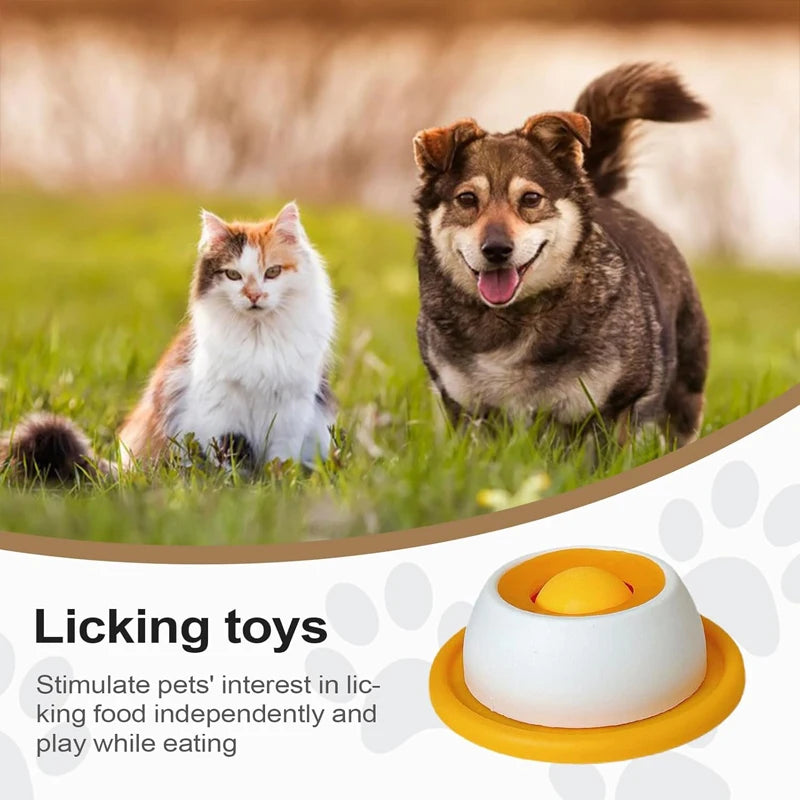 Showlu Fashion Store dog and cat yogurt licking plate, interactive snack bowl promoting dental health with textured surface for pet licking.