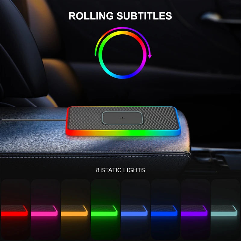 Showlu Smart General Brorikoy 15W Qi wireless car charger with silicone pad for secure phone mounting and fast charging.