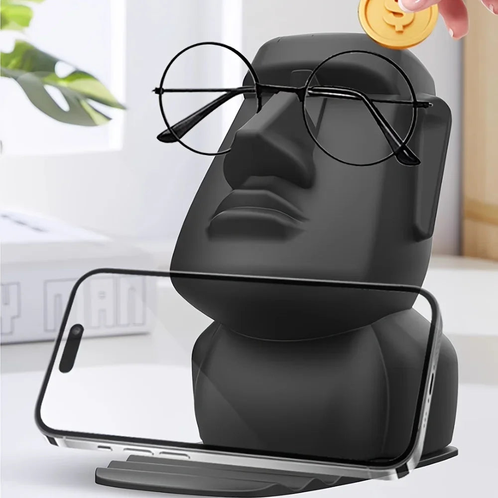 Showlu Creative glasses holder and plastic phone stand on a desk, decorative desktop ornament for organizing accessories.