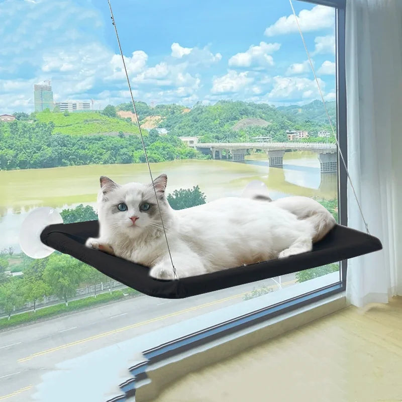Showlu Smart General cat window hammock with soft fabric and suction cups, perfect for cozy outdoor sunbathing.