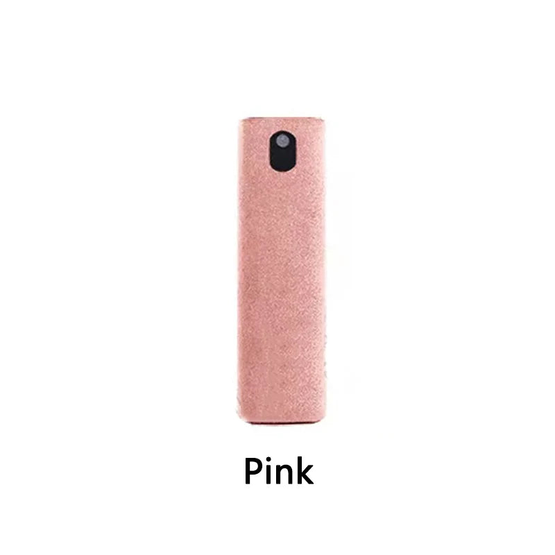 Showlu Fashion Store 2-in-1 mobile phone screen cleaner spray bottle with microfiber cloth for iPhone, iPad, and MacBook screen cleaning.