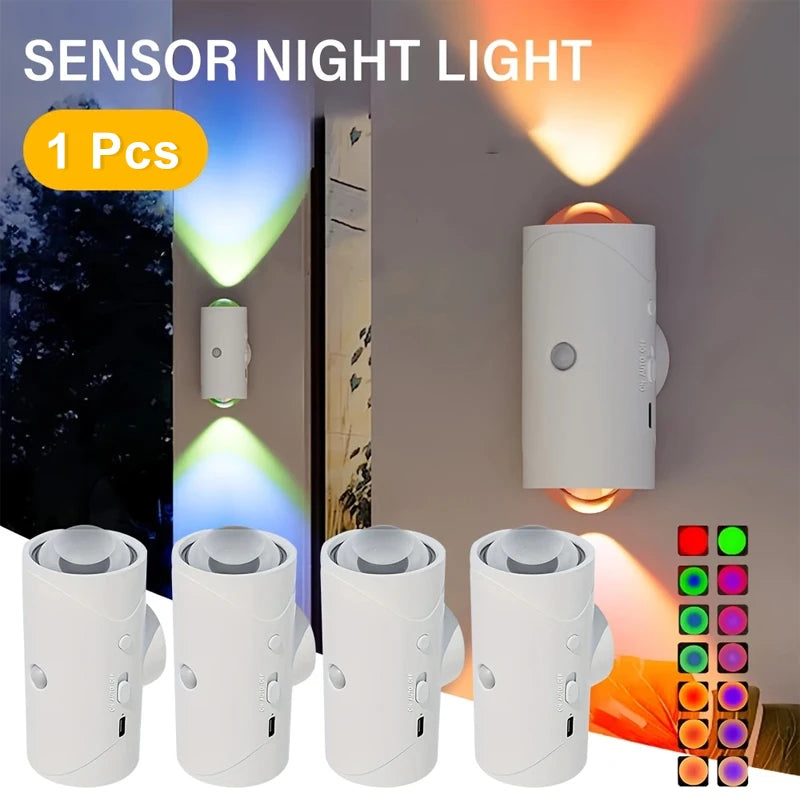 Colorful GlowSense™ Motion Light by TLEDMP Store showing its 7-color smart wireless LED glow in a modern setting.