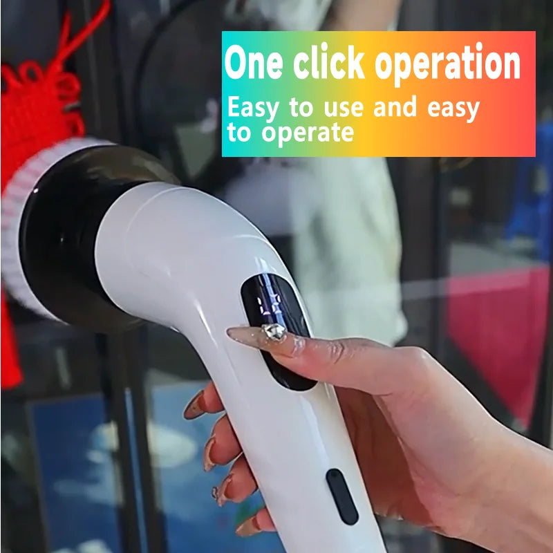 Showlu Smart General 7-in-1 cordless electric spin scrubber with multiple brush attachments for deep cleaning surfaces.