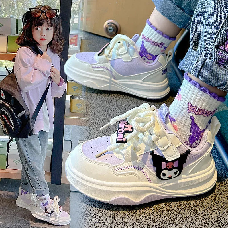 Miniso Melody & Kuromi girls' cartoon sneakers by SHOWLU FASHION STORE, featuring colorful design and anti-slip soles.