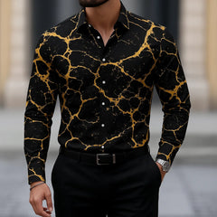 Men's Long Sleeve Shirt Casual Slim Fit Button Down Shirt Linear Stripe Texture Shirt For Men Fashion Top Blouse Male Tees