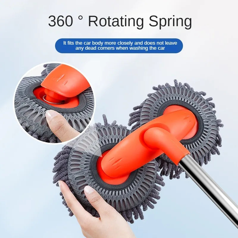 HELLOLEIBOO Double Head Car Wash Mop by SHOWLU FASHION STORE with telescopic handle and chenille cleaning brush for vehicle cleaning.