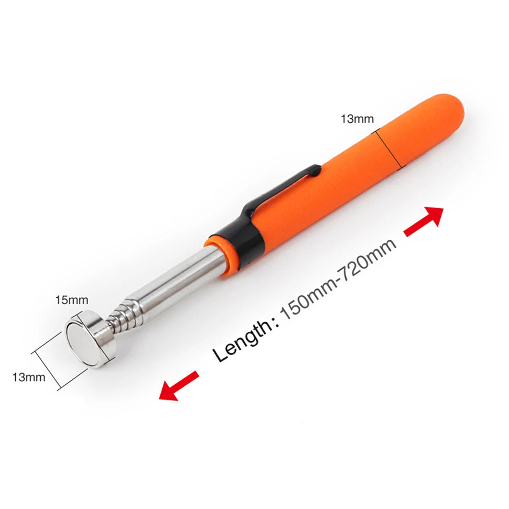 Showlu Smart General telescopic magnetic pickup tool with LED light, extended view showing magnetic tip and adjustable length