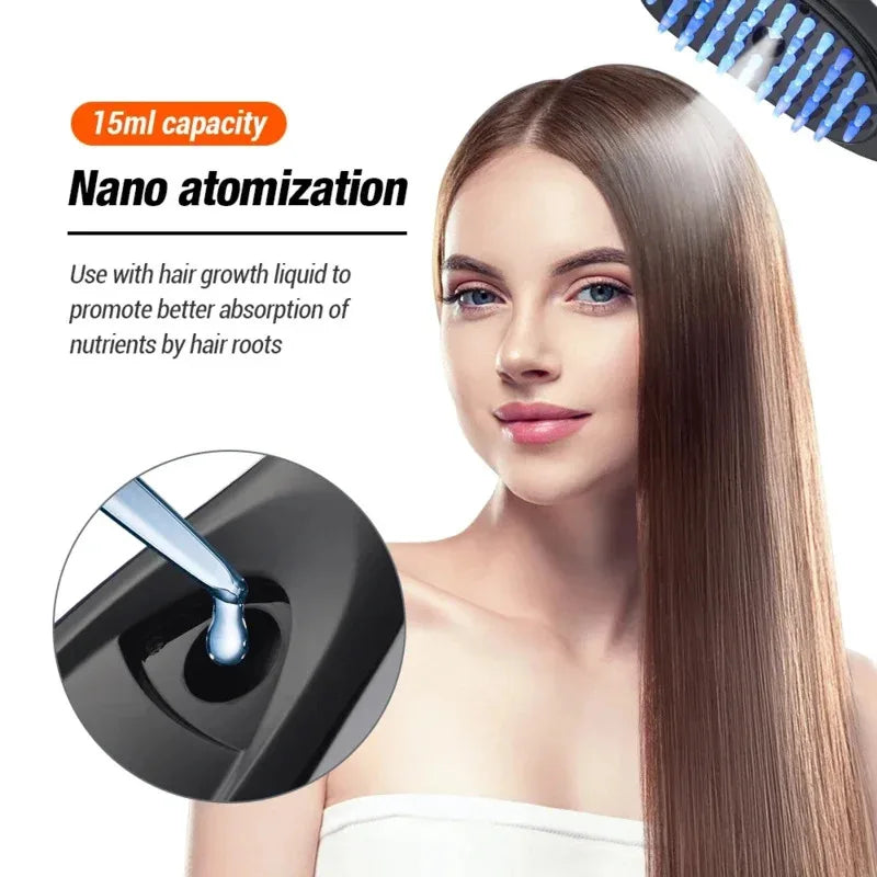 Showlu Smart Laser Hair Growth Comb with red and blue light therapy, featuring a sleek design for scalp massaging and hair stimulation.