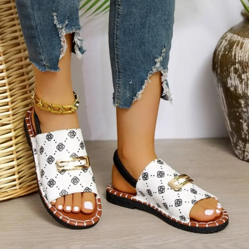 HKDQ Women's casual beach sandals with flat open toe design and anti-slip sole, perfect for summer outdoor wear.