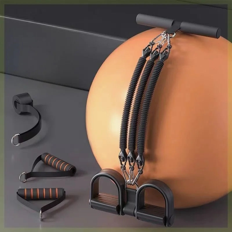 Showlu Pedal Tension Rope, a multi-functional abdominal resistance band with handles for strength training and core workouts.