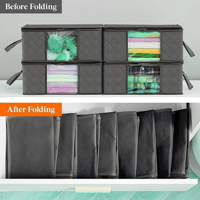 Foldable Showlu Smart General storage boxes for home organization, showing their flexible design and neutral color.