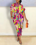 Women Boho Shirt Dress Summer Turn-down Collar Single Breasted Button Irregular Long Dress Female Sexy Letter Print Maxi Dresses