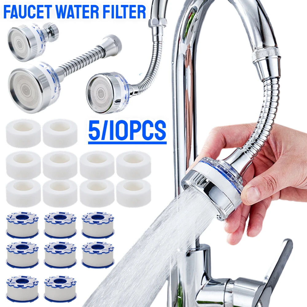 Showlu Fashion Store APWIKOGER faucet water filter with 360° pressurized sink tap aerator installed on kitchen sink tap.