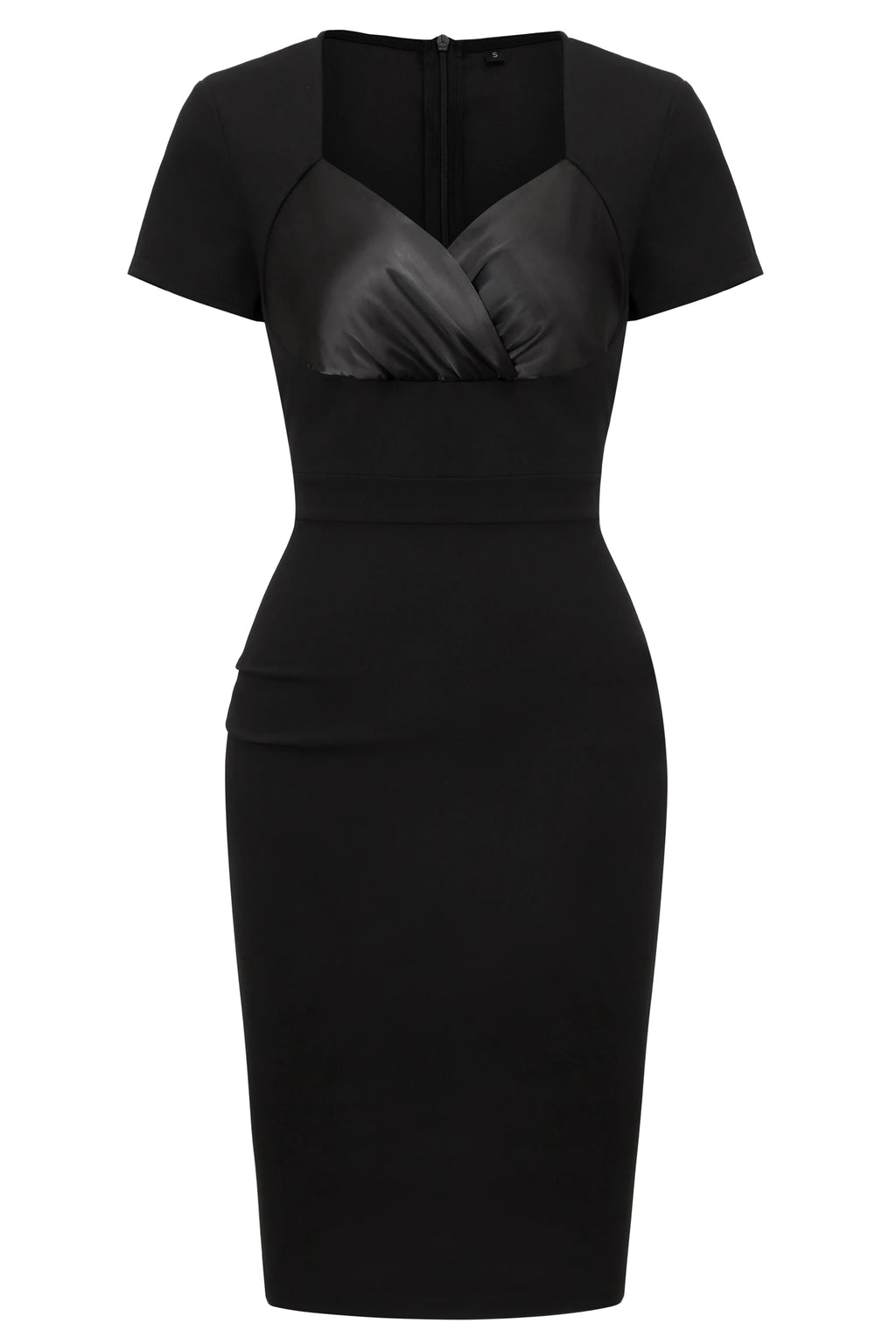 Black sweetheart neckline sheath dress by Showlu Fashion Store, knee-length pencil dress for women, elegant and fitted.
