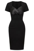 Black sweetheart neckline sheath dress by Showlu Fashion Store, knee-length pencil dress for women, elegant and fitted.
