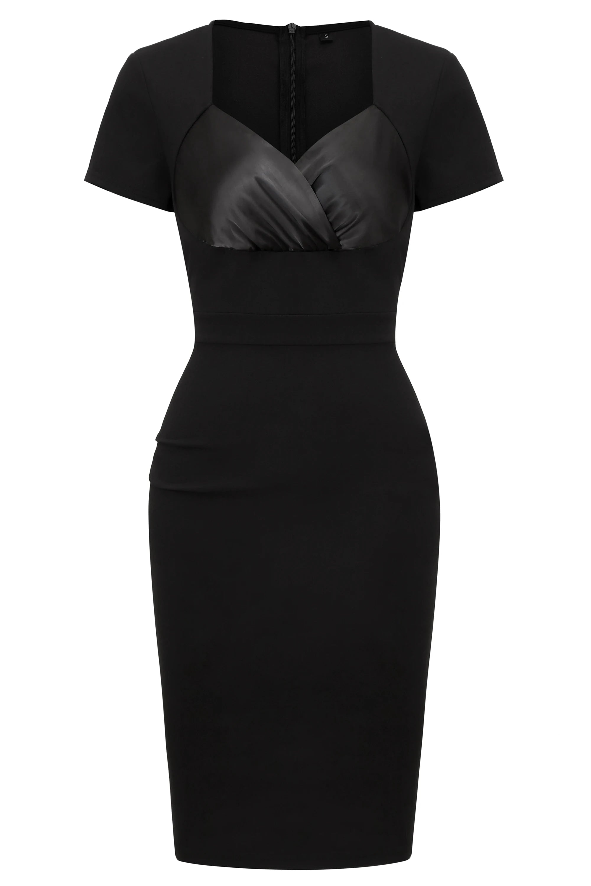 Black sweetheart neckline sheath dress by Showlu Fashion Store, knee-length pencil dress for women, elegant and fitted.