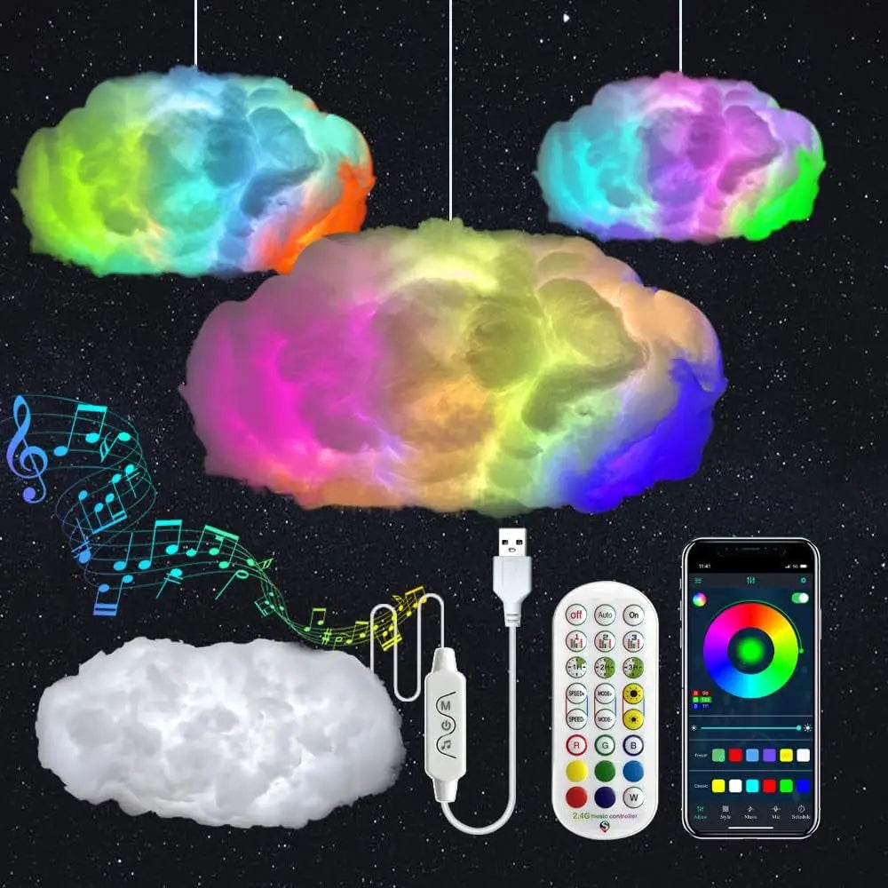 Showlu Smart General LED Cloud Ceiling Kit with illuminated cloud-shaped light for modern home or office decor.