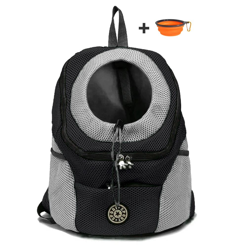 Showlu breathable mesh pet carrier backpack for small dogs and cats, featuring adjustable straps and ventilation.