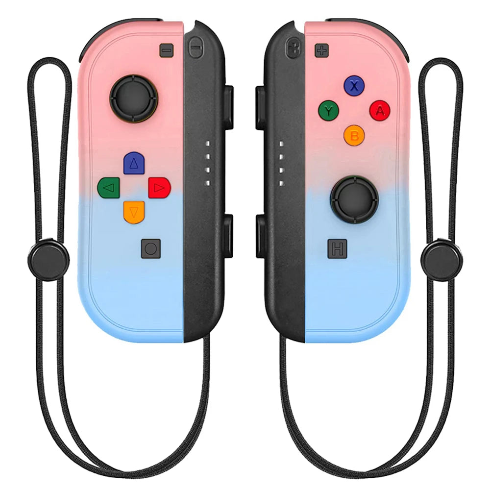 Wireless Joy Cons gamepad for Nintendo Switch with Bluetooth, vibration, turbo, and wake-up function, shown in a close-up image.