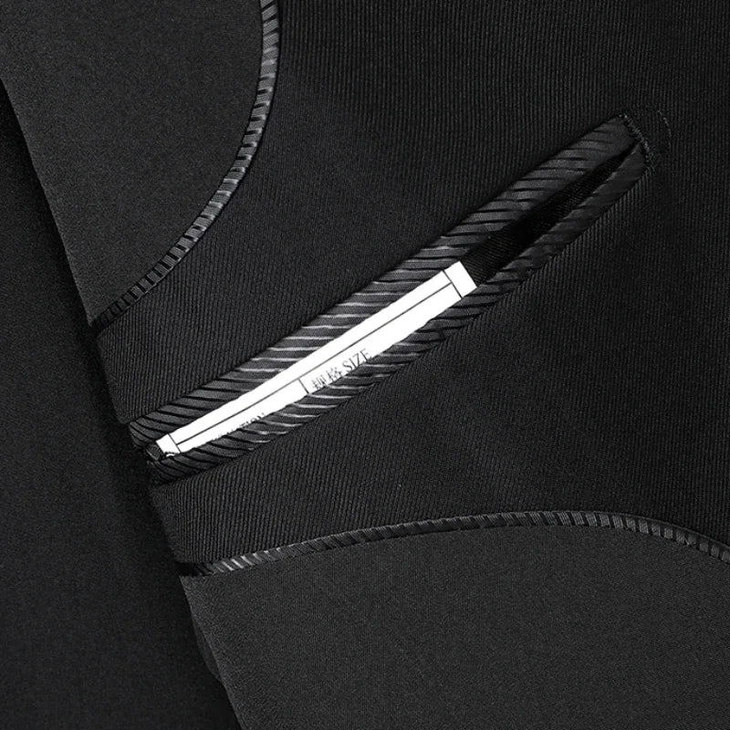 Elegant 8XL men's Italian-style slim solid color business suit with blazer and pants, perfect for weddings and formal events.