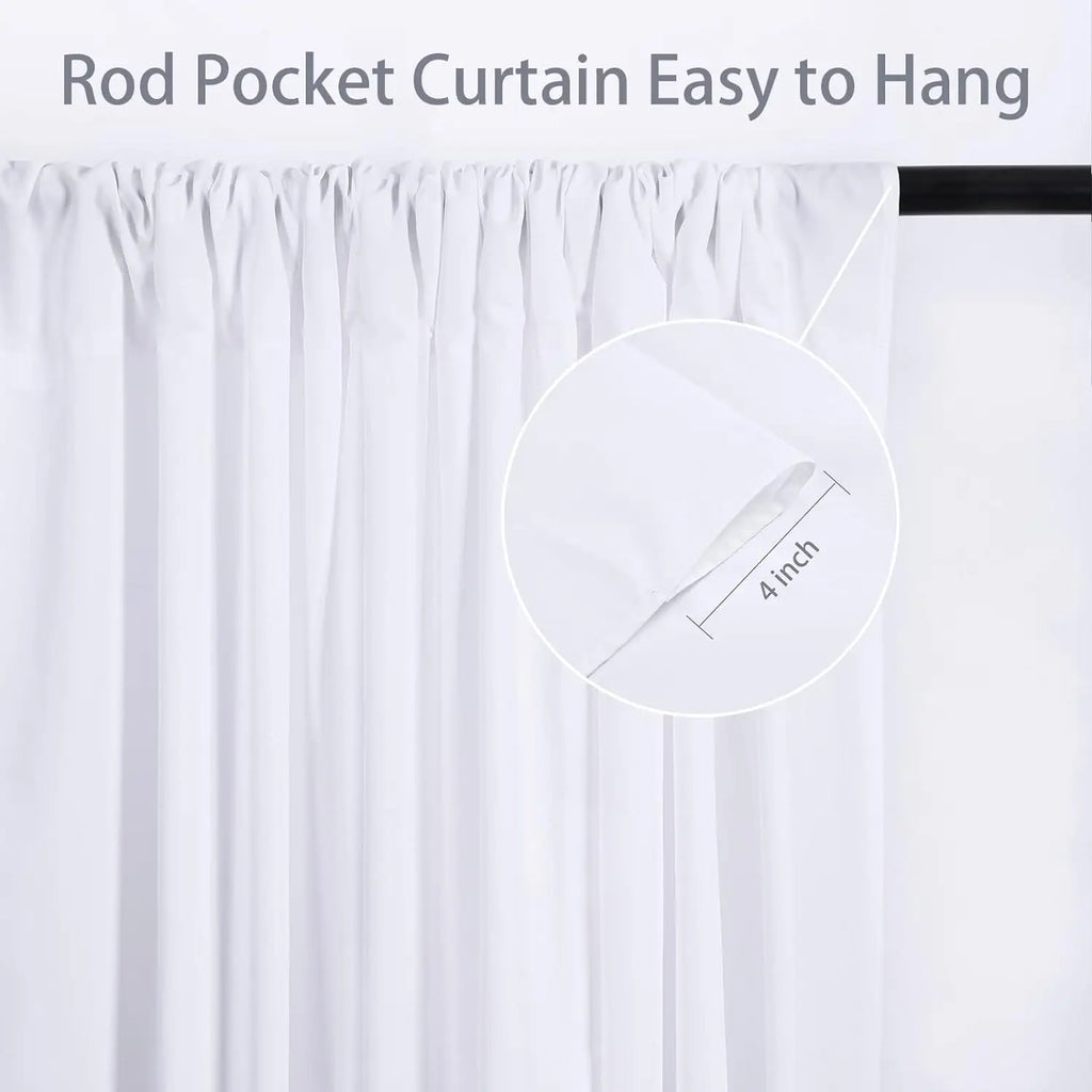 20x10 ft Wrinkle Free White Backdrop Curtains for Parties, Polyester Photo Backdrop Drapes 4 Panels 5x10ft for Wedding Birthday